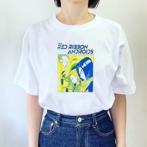 Uniqlo Unisex White Graphic Tee - Red Ribbon Androids - Picture 1 of 5